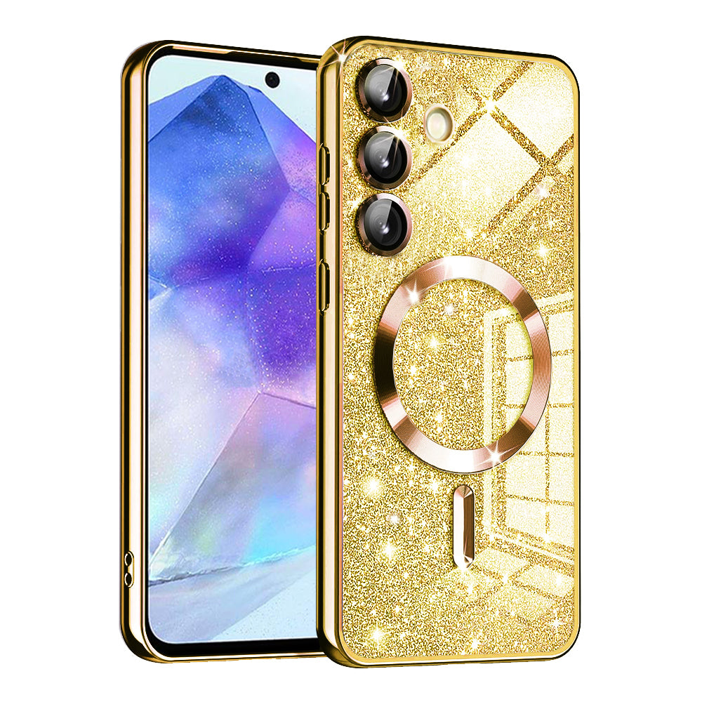 MagSafe-fodral för Samsung Galaxy A55 5G A556, Techsuit, Luxury Glitter, Guld