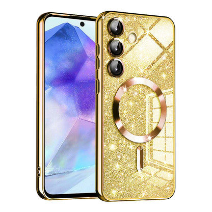 MagSafe-fodral för Samsung Galaxy A55 5G A556, Techsuit, Luxury Glitter, Guld
