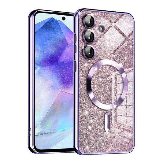 MagSafe-fodral för Samsung Galaxy A55 5G A556, Techsuit, Luxury Glitter, Ljuslila