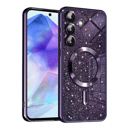 MagSafe-fodral för Samsung Galaxy A55 5G A556, Techsuit, Luxury Glitter, Mörklila
