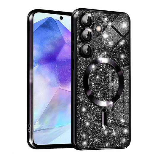 MagSafe-fodral för Samsung Galaxy A55 5G A556, Techsuit, Luxury Glitter, Svart