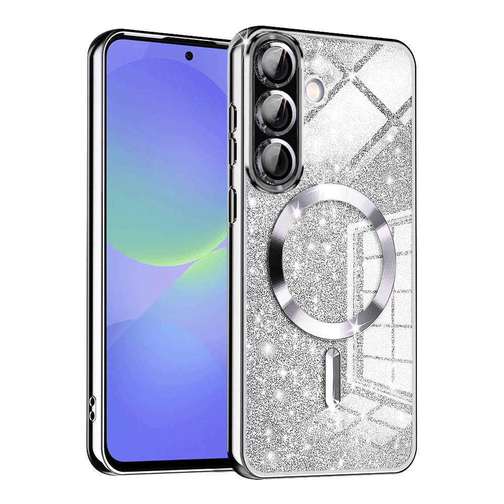 MagSafe-fodral för Samsung Galaxy A56 A566 / A36 A366, Techsuit, Luxury Glitter, Silver