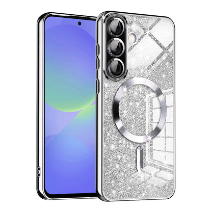 MagSafe-fodral för Samsung Galaxy A56 A566 / A36 A366, Techsuit, Luxury Glitter, Silver