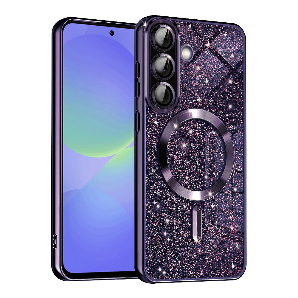MagSafe-fodral för Samsung Galaxy A56 A566 / A36 A366, Techsuit, Luxury Glitter, Mörklila