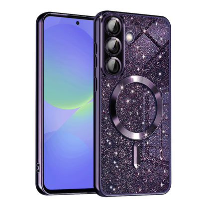MagSafe-fodral för Samsung Galaxy A56 A566 / A36 A366, Techsuit, Luxury Glitter, Mörklila