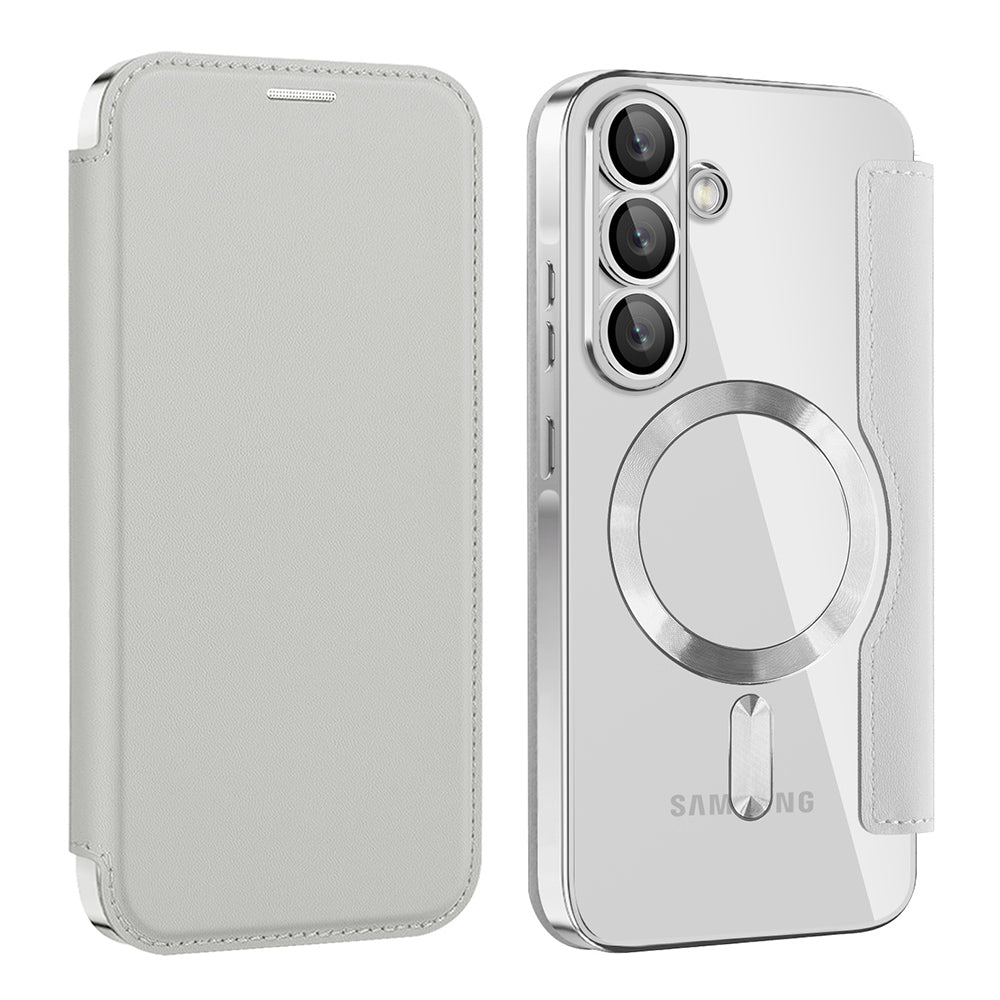 MagSafe-fodral för Samsung Galaxy A56 A566, Techsuit, SmartMag Book, Grå