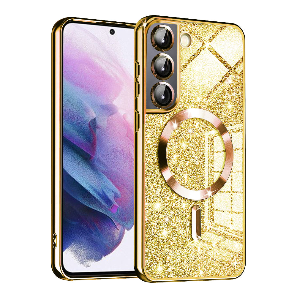 MagSafe-fodral för Samsung Galaxy S21 5G G991, Techsuit, Luxury Glitter, Guld