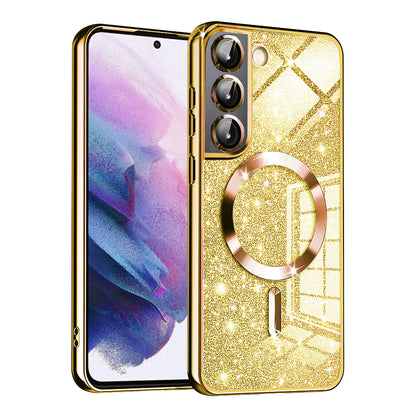 MagSafe-fodral för Samsung Galaxy S21 5G G991, Techsuit, Luxury Glitter, Guld
