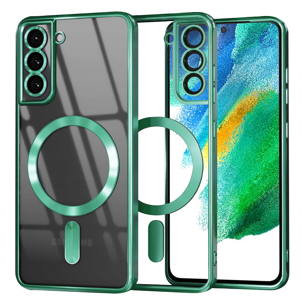 MagSafe Case for Samsung Galaxy S21 FE 5G G990, Techsuit, Luxury Crystal, Light Green