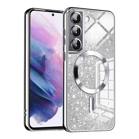 MagSafe-fodral för Samsung Galaxy S21 FE 5G G990, Techsuit, Luxury Glitter, Silver
