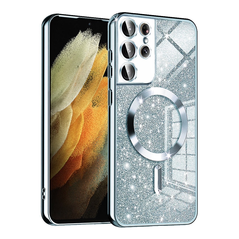 MagSafe-fodral för Samsung Galaxy S21 Ultra 5G G998, Techsuit, Luxury Glitter, Bleu