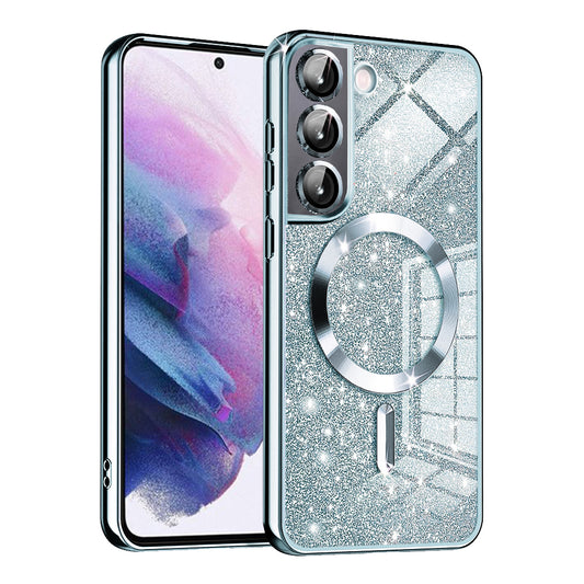 MagSafe-fodral för Samsung Galaxy S22 5G S901, Techsuit, Luxury Glitter, Bleu