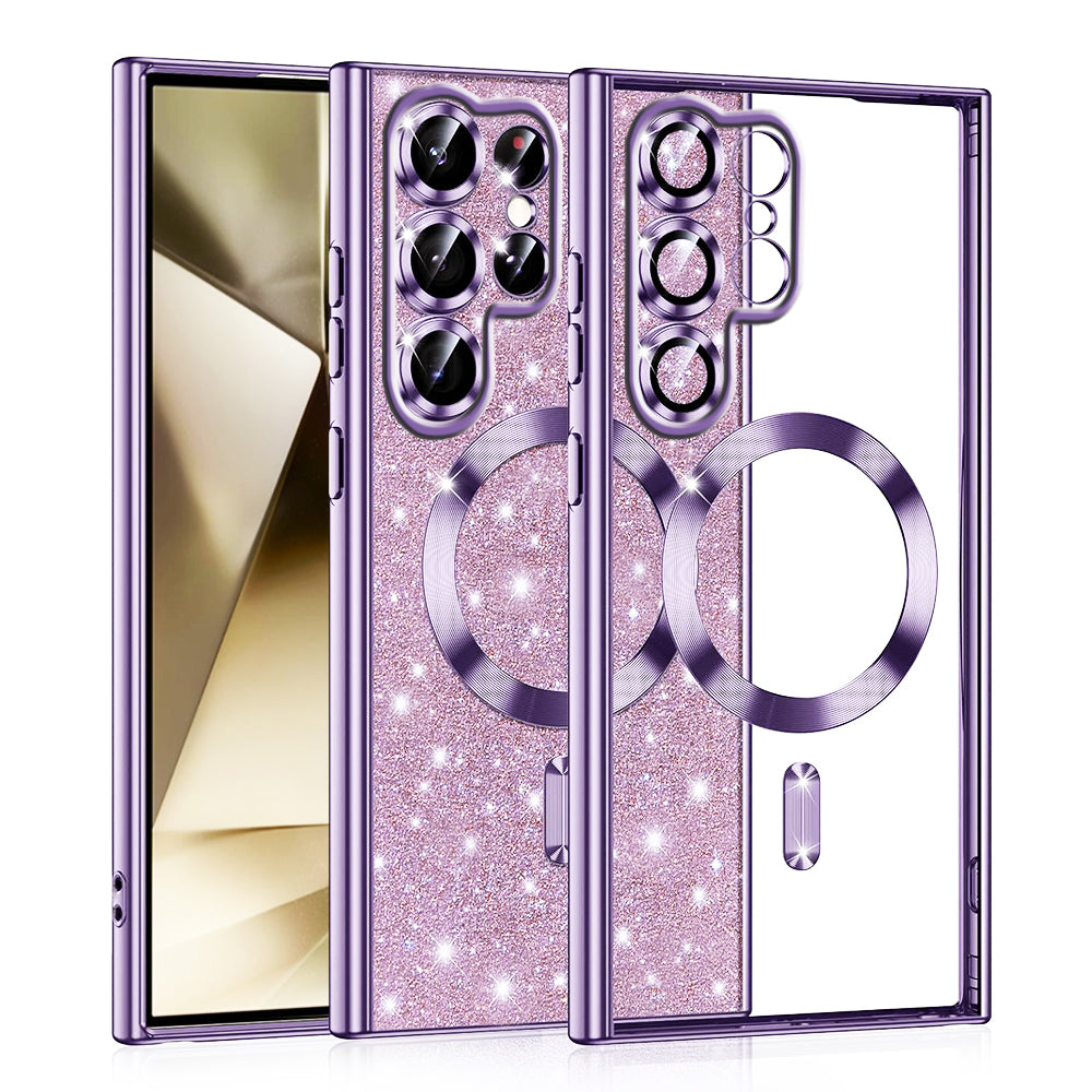 MagSafe Case for Samsung Galaxy S22 Ultra 5G S908, Techsuit, Luxury Glitter, Light Purple
