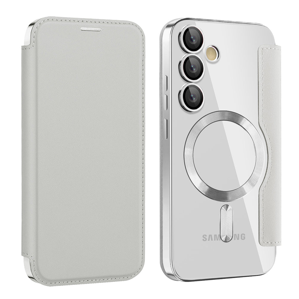 MagSafe-fodral för Samsung Galaxy S23 FE S711, Techsuit, SmartMag Book, Grå