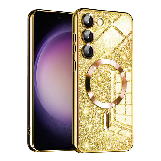 MagSafe-fodral för Samsung Galaxy S23+ S916, Techsuit, Luxury Glitter, Guld