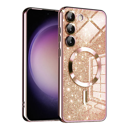 MagSafe-fodral för Samsung Galaxy S23+ S916, Techsuit, Luxury Glitter, Roséguld