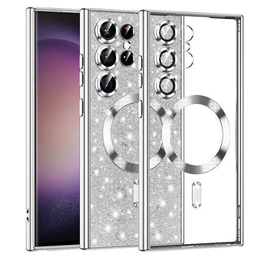 MagSafe-fodral för Samsung Galaxy S23 Ultra S918, Techsuit, Luxury Glitter, Silver