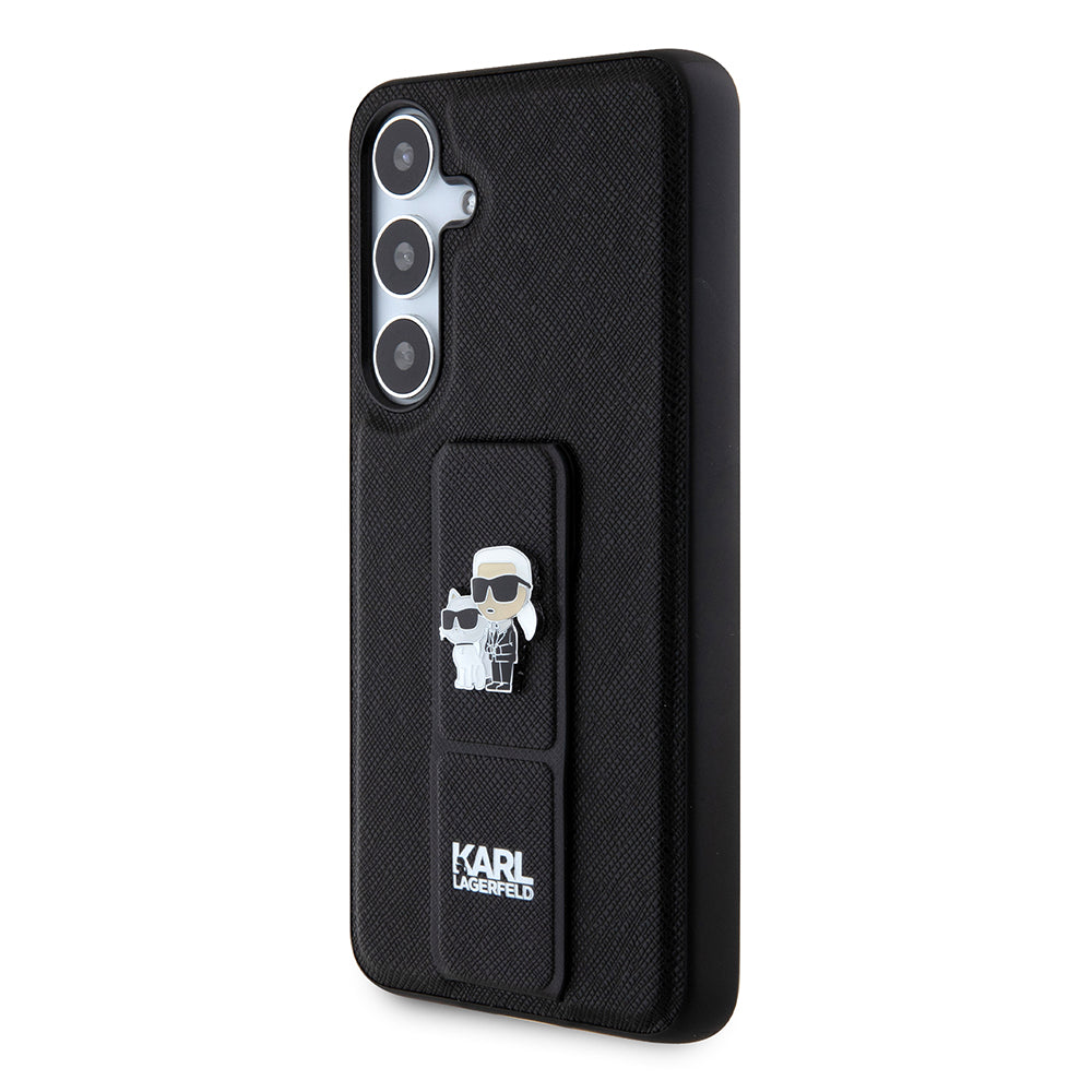 MagSafe-fodral för Samsung Galaxy S24+ S926, Karl Lagerfeld, Saffiano Gripstand Karl & Choupette, Svart