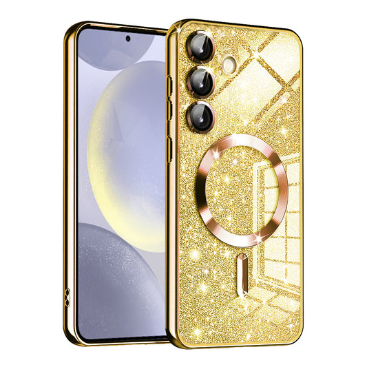 MagSafe-fodral för Samsung Galaxy S24+ S926, Techsuit, Luxury Glitter, Guld