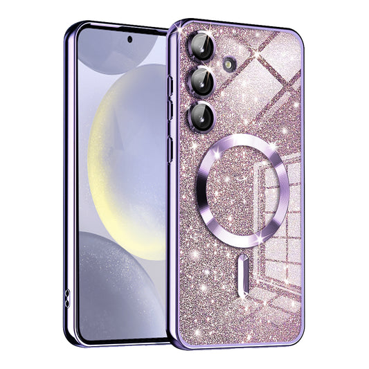 MagSafe-fodral för Samsung Galaxy S24+ S926, Techsuit, Luxury Glitter, Ljuslila