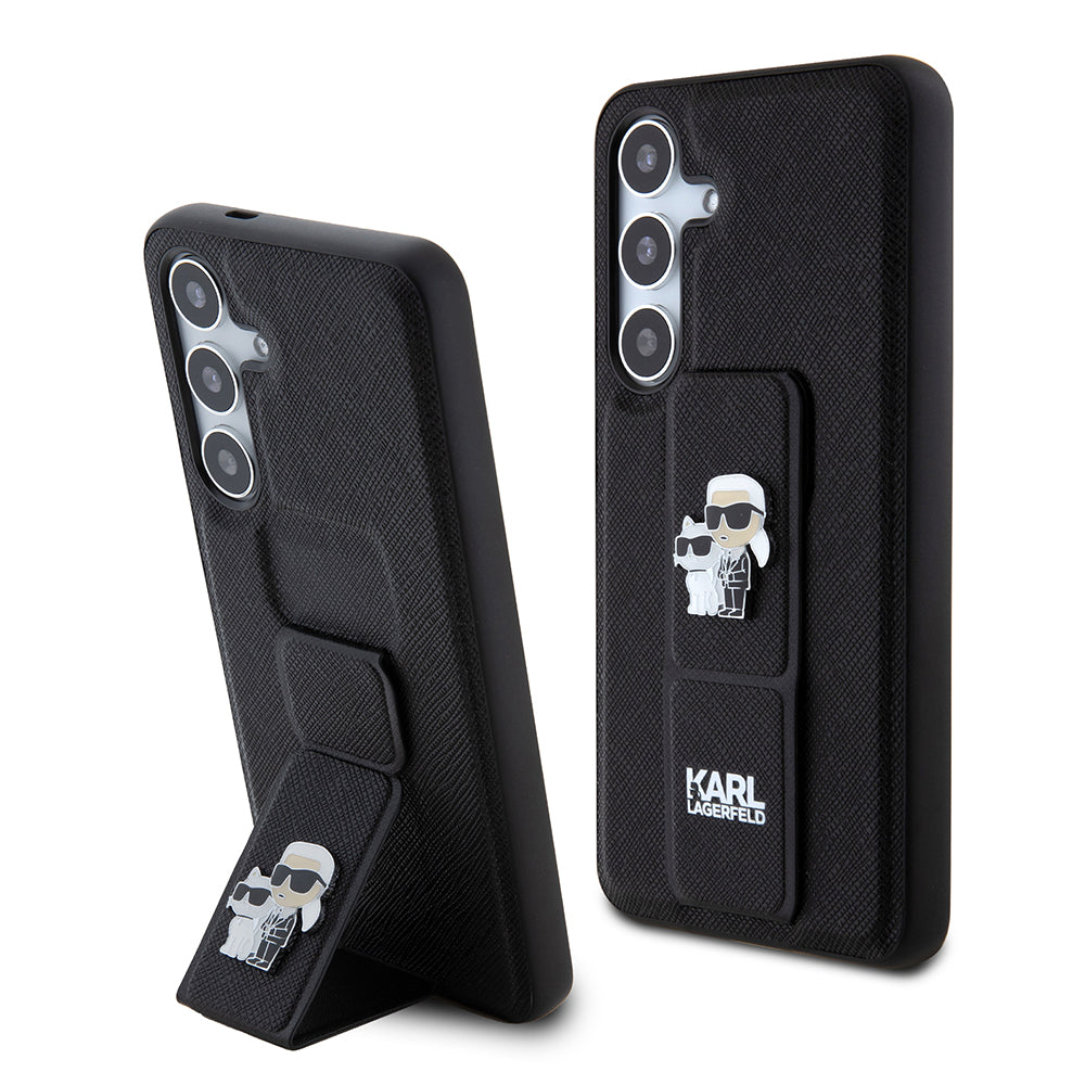 MagSafe-fodral för Samsung Galaxy S24 S921, Karl Lagerfeld, Saffiano Gripstand Karl & Choupette, Svart