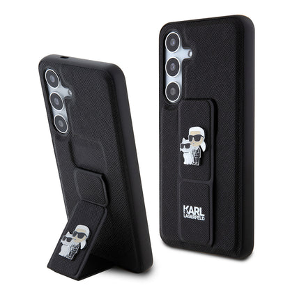 MagSafe-fodral för Samsung Galaxy S24 S921, Karl Lagerfeld, Saffiano Gripstand Karl & Choupette, Svart