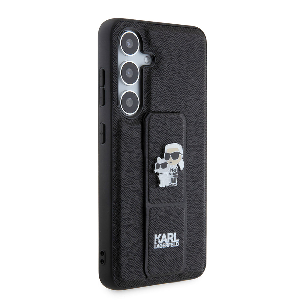 MagSafe-fodral för Samsung Galaxy S24 S921, Karl Lagerfeld, Saffiano Gripstand Karl & Choupette, Svart