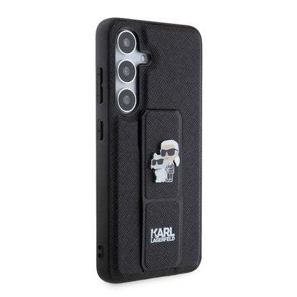 MagSafe-fodral för Samsung Galaxy S24 S921, Karl Lagerfeld, Saffiano Gripstand Karl & Choupette, Svart