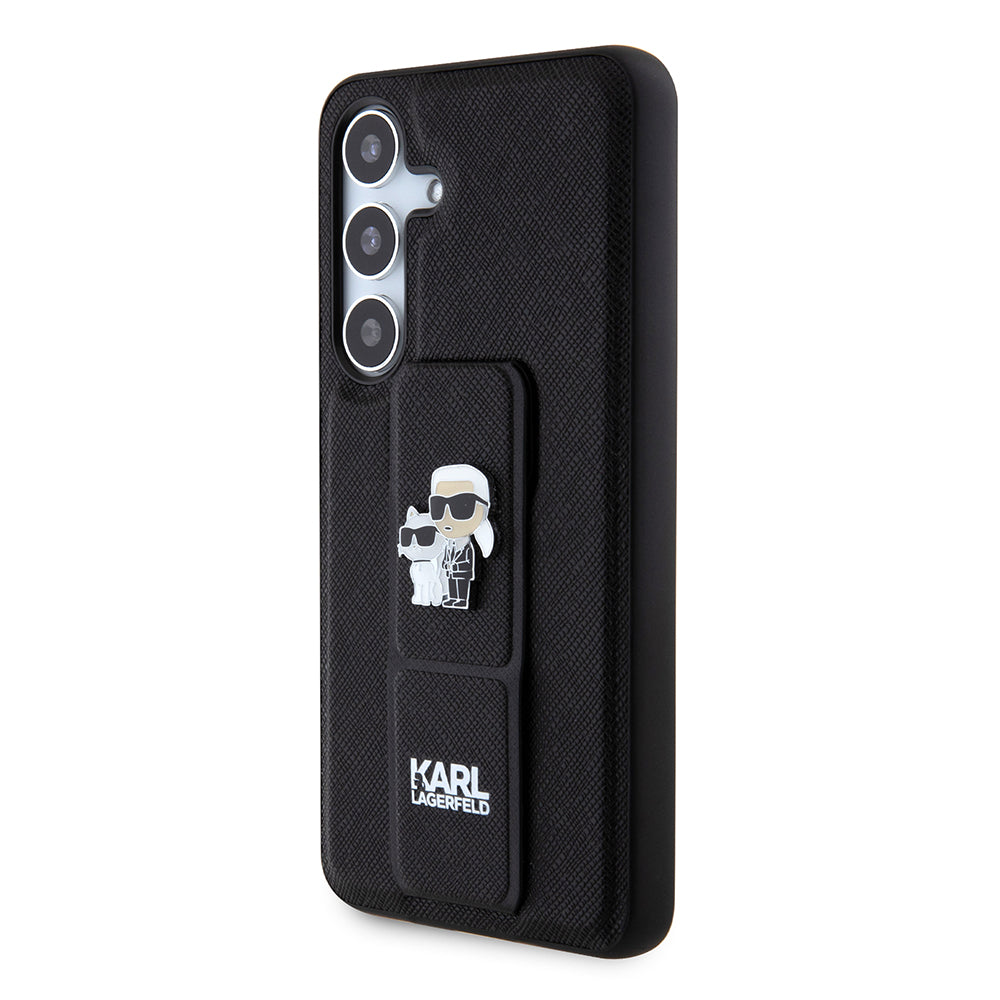 MagSafe-fodral för Samsung Galaxy S24 S921, Karl Lagerfeld, Saffiano Gripstand Karl & Choupette, Svart