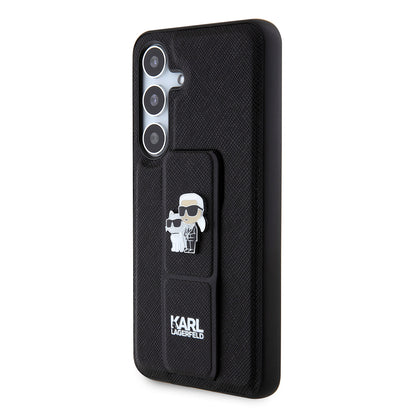 MagSafe-fodral för Samsung Galaxy S24 S921, Karl Lagerfeld, Saffiano Gripstand Karl & Choupette, Svart