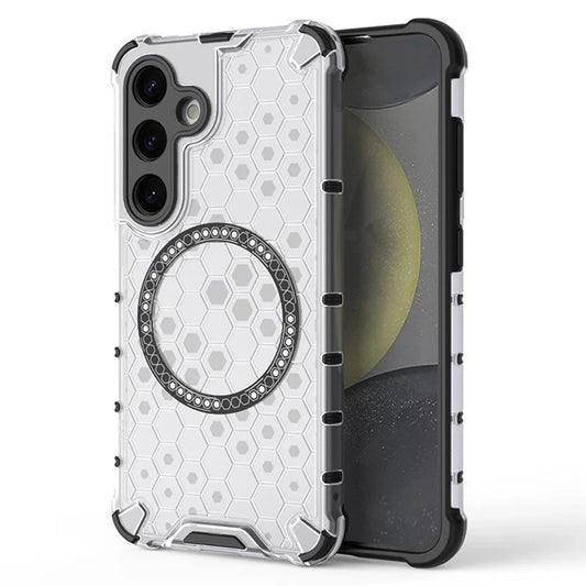 MagSafe-fodral för Samsung Galaxy S24 S921, Techsuit, HoneyComb Shield, Vit
