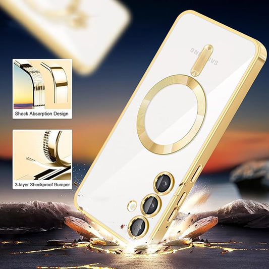 MagSafe-fodral för Samsung Galaxy S24 S921, Techsuit, Luxury Crystal, Silver