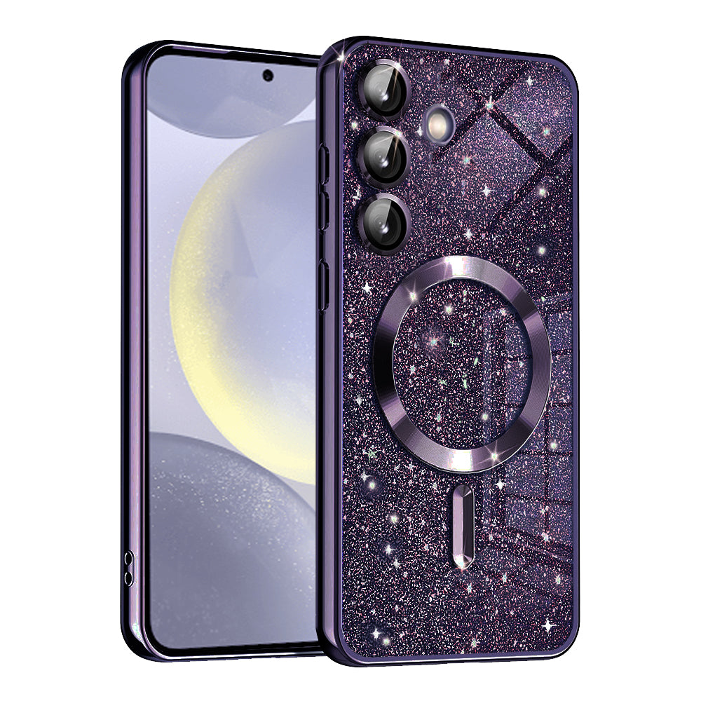 MagSafe-fodral för Samsung Galaxy S24 S921, Techsuit, Luxury Glitter, Mörklila