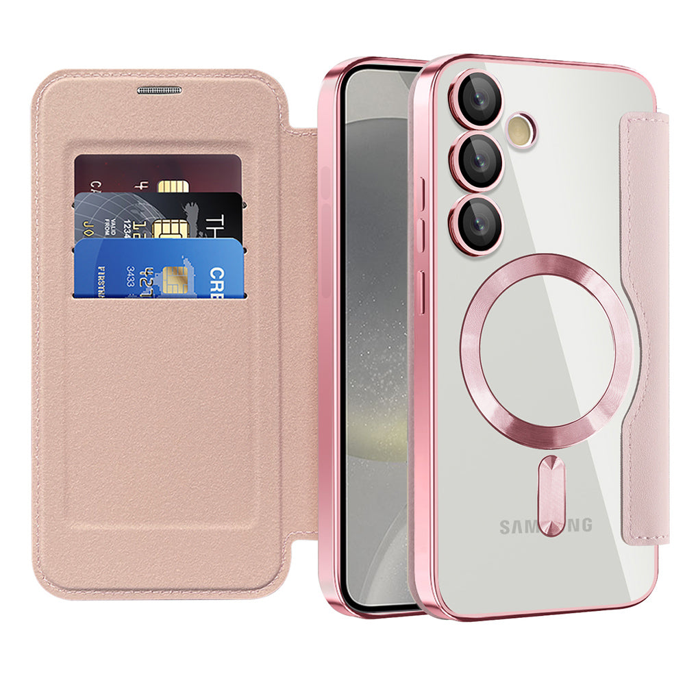MagSafe Case for Samsung Galaxy S24 S921, Techsuit, SmartMag Book, Pink