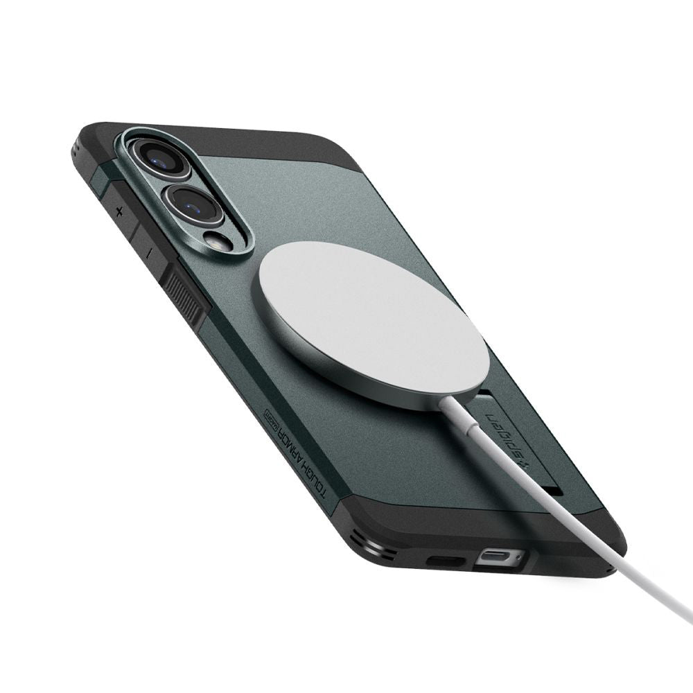 MagSafe-skal för Samsung Galaxy S25 Edge S937, Spigen, Tough Armor, Grön ACS09424