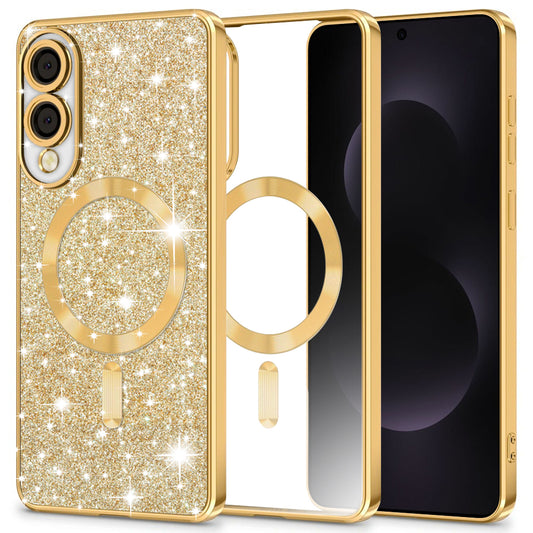 MagSafe-fodral för Samsung Galaxy S25 Edge S937, Techsuit, Luxury Glitter, Guld