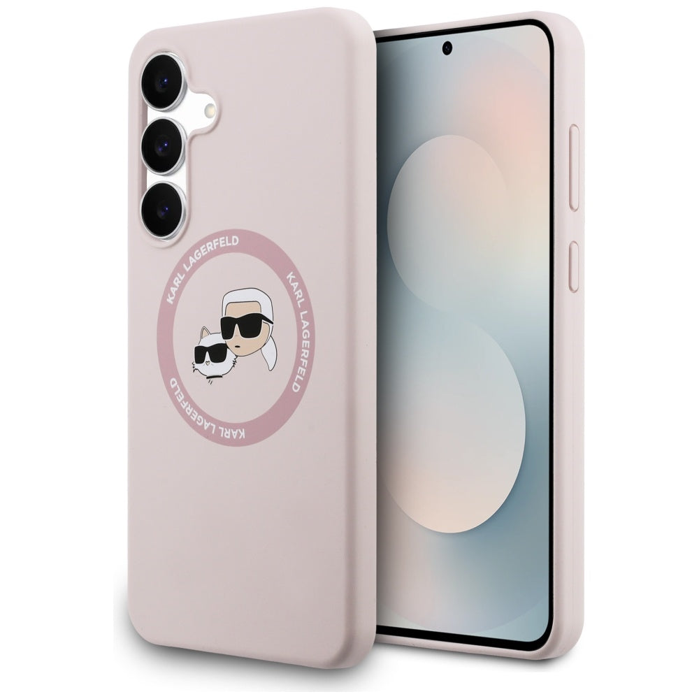 MagSafe-skal för Samsung Galaxy S25 FE, Karl Lagerfeld, Silikon Karl & Choupette's Heads, Rosa
