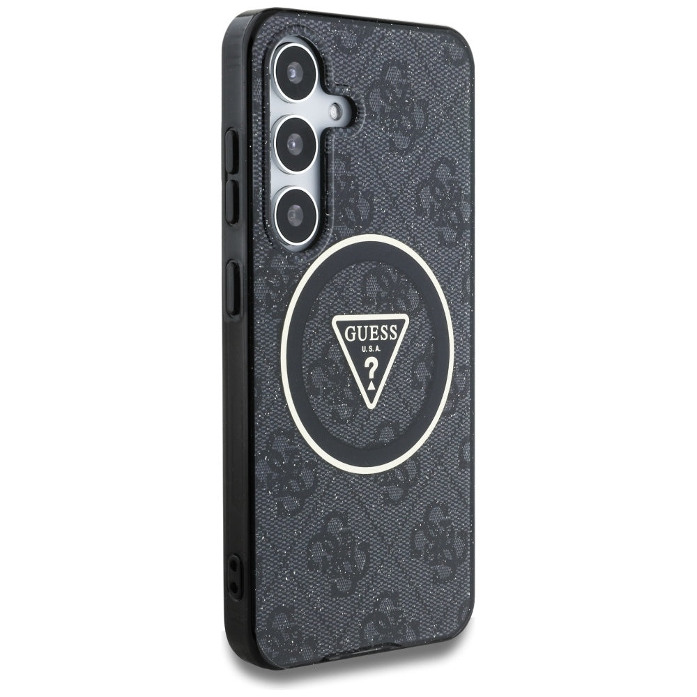 MagSafe Case for Samsung Galaxy S25+ S936, Guess, IML Glitter 4G Circle Triangle, Black