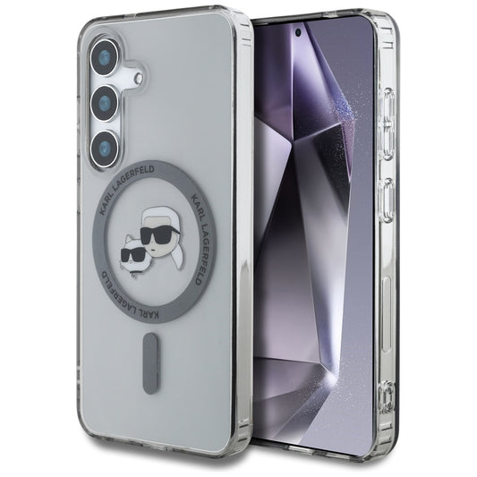 MagSafe-skal för Samsung Galaxy S25+ S936, Karl Lagerfeld, IML Metal Karl & Choupette's Heads, Svart