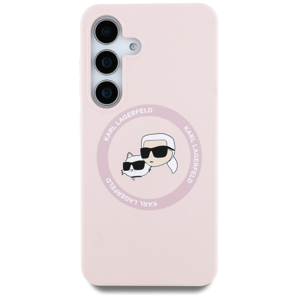 MagSafe Case for Samsung Galaxy S25+ S936, Karl Lagerfeld, Silicone Double Heads, Pink