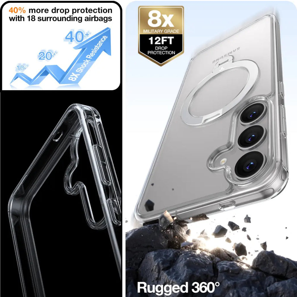 MagSafe-skal för Samsung Galaxy S25+ S936, Torras, Ostand Spin, Transparent