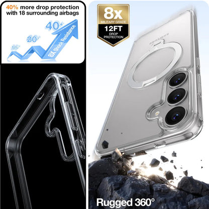 MagSafe-skal för Samsung Galaxy S25+ S936, Torras, Ostand Spin, Transparent
