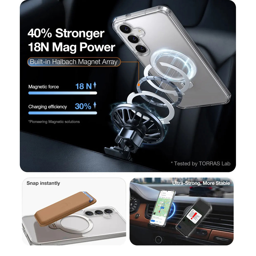 MagSafe-skal för Samsung Galaxy S25+ S936, Torras, Ostand Spin, Transparent