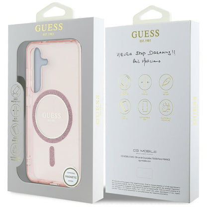 MagSafe-skal för Samsung Galaxy S25 S931, Guess, IML Glitter Circle, Rosa