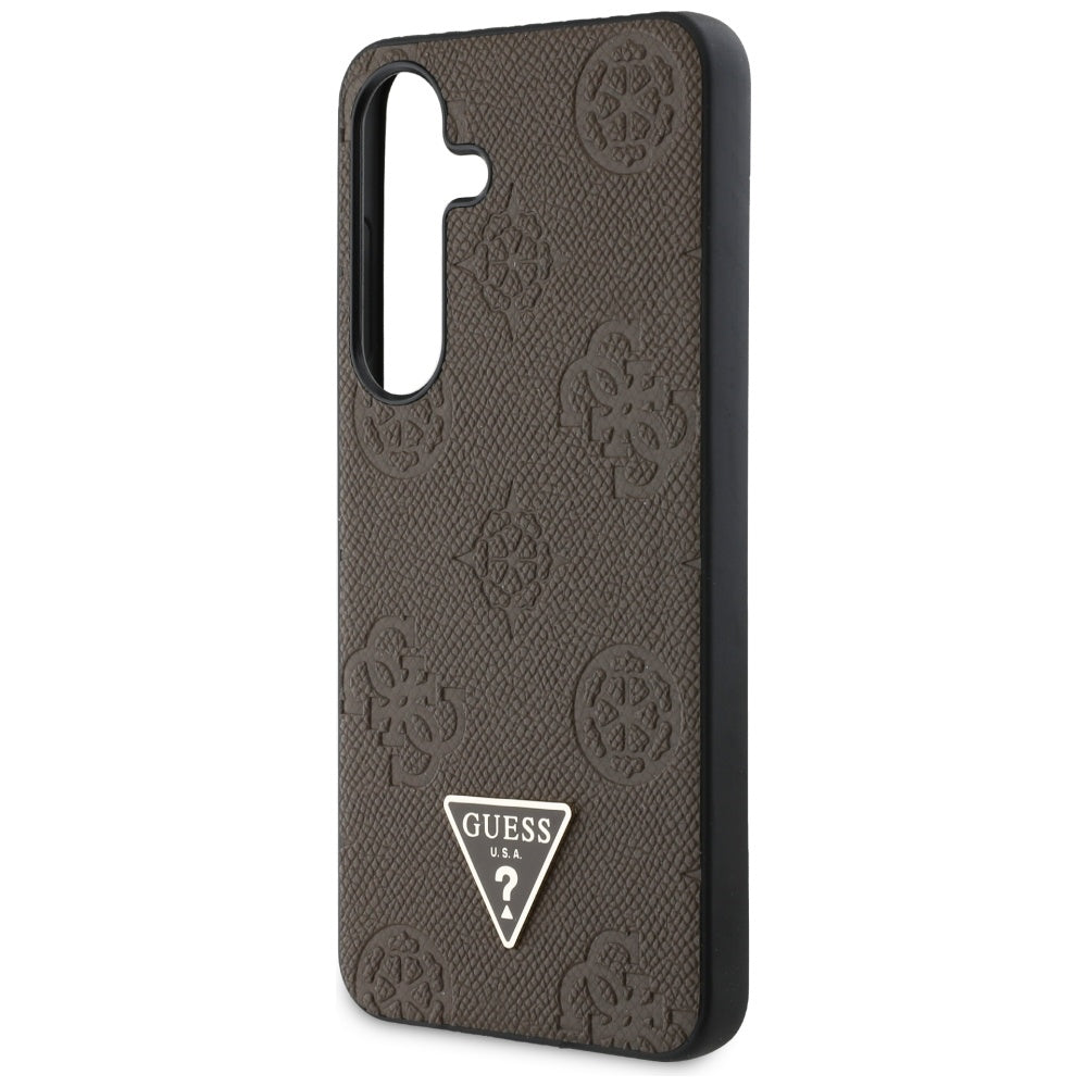 MagSafe-fodral för Samsung Galaxy S25 S931, Guess, Peony Grained Hot Stamp Triangle, Brun