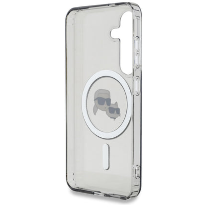 MagSafe Case for Samsung Galaxy S25 S931, Karl Lagerfeld, IML Metal Karl & Choupette's Heads, Black