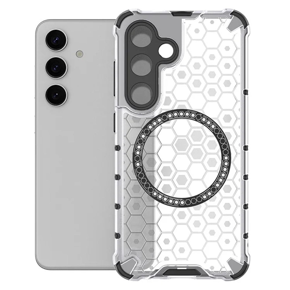 MagSafe-fodral för Samsung Galaxy S25 S931, Techsuit, HoneyComb Shield, Vit
