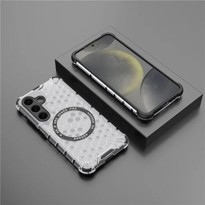 MagSafe-fodral för Samsung Galaxy S25 S931, Techsuit, HoneyComb Shield, Vit