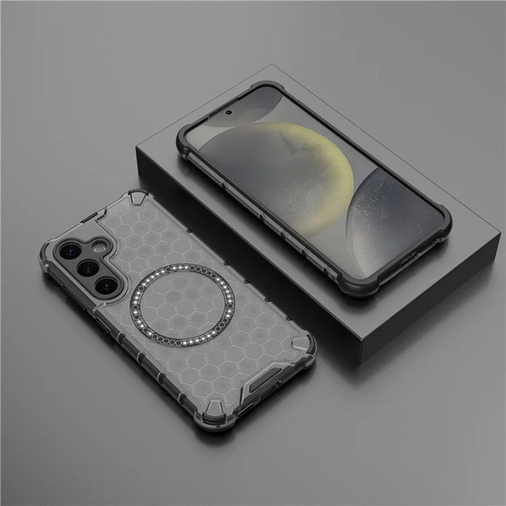 MagSafe-fodral för Samsung Galaxy S25 S931, Techsuit, HoneyComb Shield, Svart