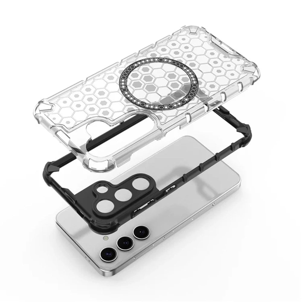 MagSafe-fodral för Samsung Galaxy S25 S931, Techsuit, HoneyComb Shield, Svart